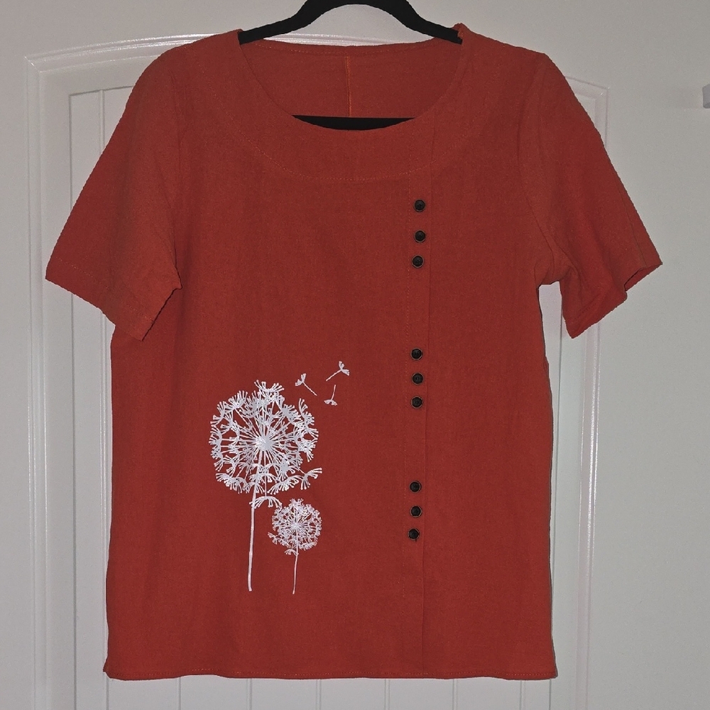Orange Dandelion Print Women's Top